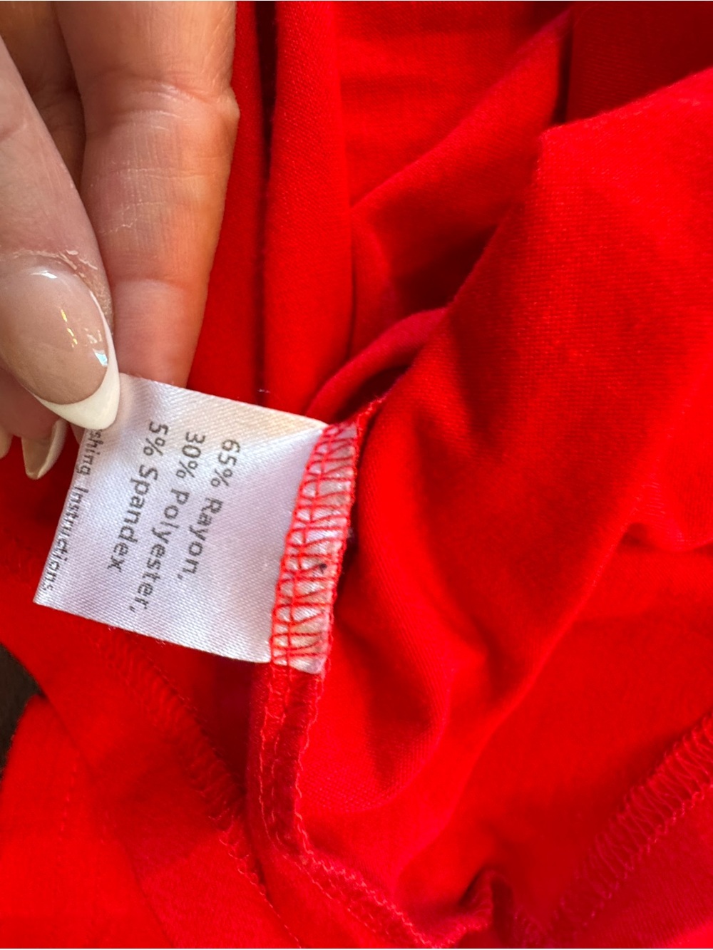 Everyday V-Neck Long Sleeve Tee in Red - Picture 6 of 6